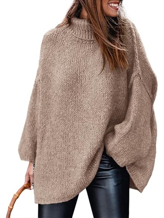 PrettyGarden Sweaters - PRETTYGARDEN Cozy Oversized Mock Neck Sweater in Taupe Size Large NWT Super Soft